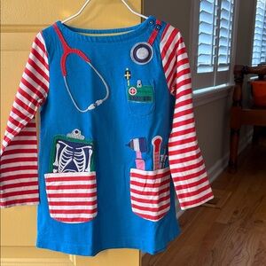 Boden Mini  Blue and Red Striped Tunic with Medical Theme . Working pockets !